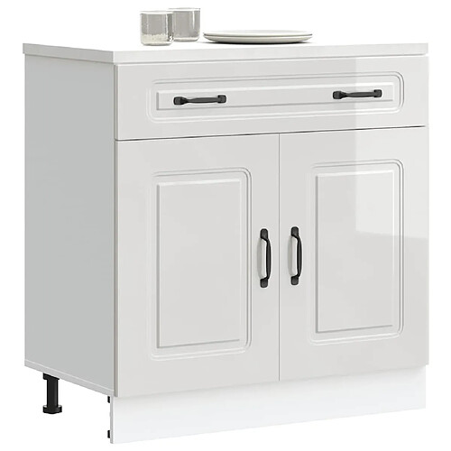 vidaXL Armoire de cuisine Kalmar blanc brillant bois ingénierie