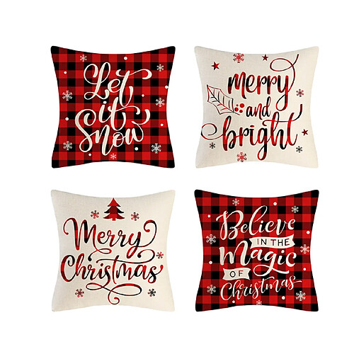 P70 4PCS 45 * 45cm Christmas De Noël Bénédiction Modèle de bénédiction de linge Taie d'oreiller Maison de vacances Décoration Taie d'oreiller Sofa Coussin Coussin