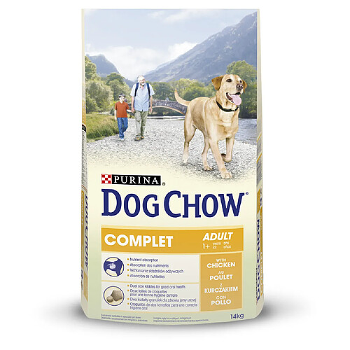 DOG CHOW Croquettes Complet - Avec du poulet - Pour chien adulte - 14 kg