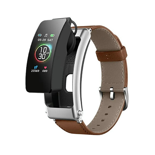 Yonis Montre Connectée Cuir Bluetooth Appels Musique Santé Waterproof