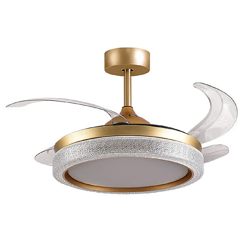 Ventilateur de plafond ACANTO doré, 4 pales escamotables, 72W LED 3000|4000|6000K, H35xP.108/50cm