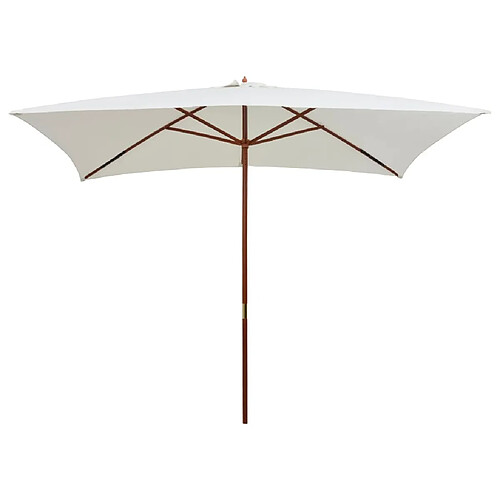 vidaXL Parasol avec poteau en bois 200 x 300 cm Blanc crème