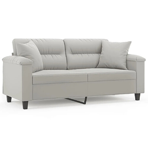 Maison Chic Canapé 2 places avec oreillers,Sofa de Salon,Canapé droit gris clair 140 cm -GKD276242