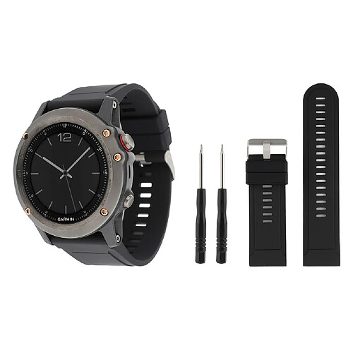 Bracelet en silicone 22mm souple avec boucle de couleur argent noir pour votre Garmin Fenix 5/5 Plus/Forerunner 935