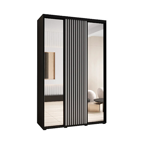 Abiks Meble Armoire SAPPORO 2 À Portes Coulissantes 205,2/160/45 3 Portes (Noir/Blanc)