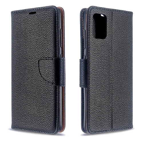 Wewoo Housse Coque Pour Galaxy A51 Litchi Texture Pure Color Horizontal Flip PU en cuir avec support et fentes cartes et portefeuille et lanière noir