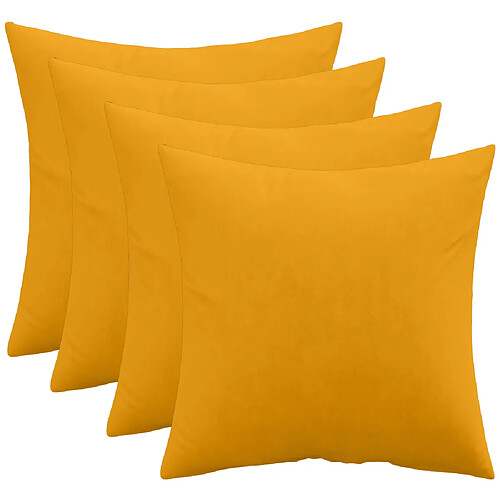 ICONIK INTERIOR Lot de 4 coussins en velours - housse et garnissage - Mesmal Jaune