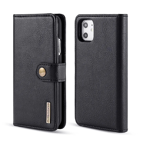 Wewoo Coque Etui en cuir magnétique amovible avec support et fentes pour cartes et portefeuille iPhone 11 Noir