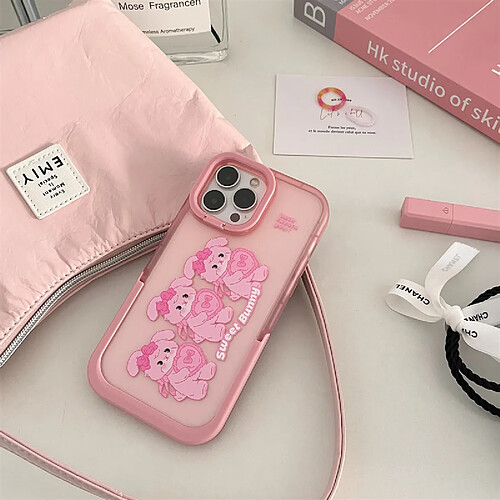 GUPBOO Étui pour iPhone11ProMax Peinture à l'huile Love Rabbit Girl Phone Case Bracket Soft