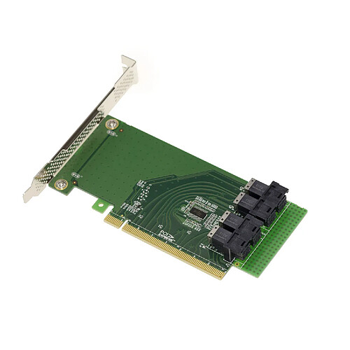 Kalea-Informatique Carte Riser PCI Express 16x pour 4 SSD U.2 NVMe ou 4 ports PCIe 4x avec fiches SFF-8643. Mode Bifurcation Uniquement.