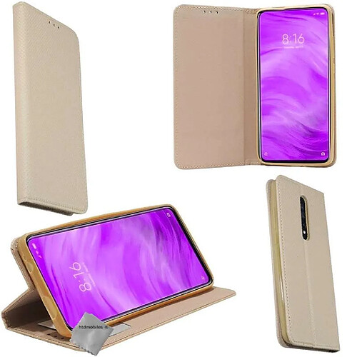 Htdmobiles Housse etui portefeuille pour Xiaomi Mi 9T + film ecran - OR MAGNET