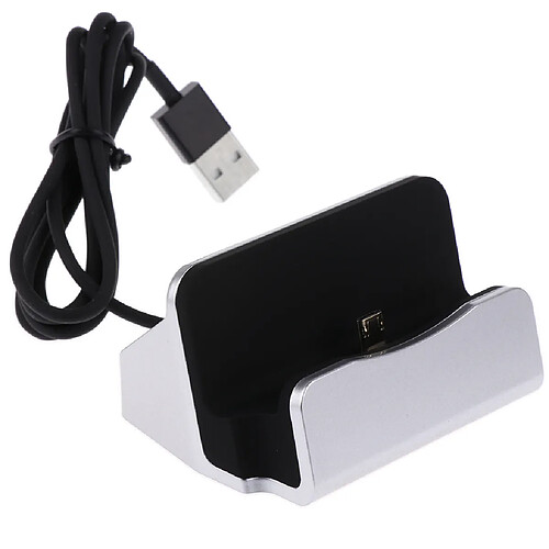 micro usb station de recharge chargeur de données de synchronisation pour android samsung argent