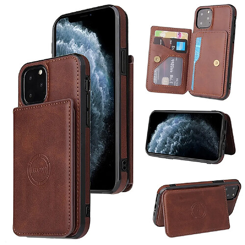 Coque en TPU + PU hybride avec porte-cartes café pour votre Apple iPhone 11 Pro Max 6.5 pouces