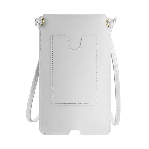 Avizar Pochette Bandoulière Smartphone avec Rangement carte Simili cuir blanc