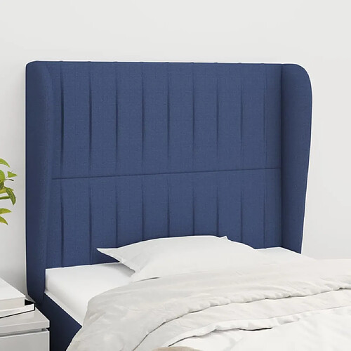 Maison Chic Tête de lit scandinave avec oreilles,meuble de chambre Bleu 83x23x118/128 cm Tissu -MN67545