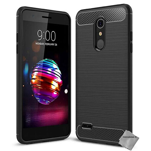 Htdmobiles Coque silicone gel carbone pour LG K11 / K10 (2018) + verre trempe - NOIR