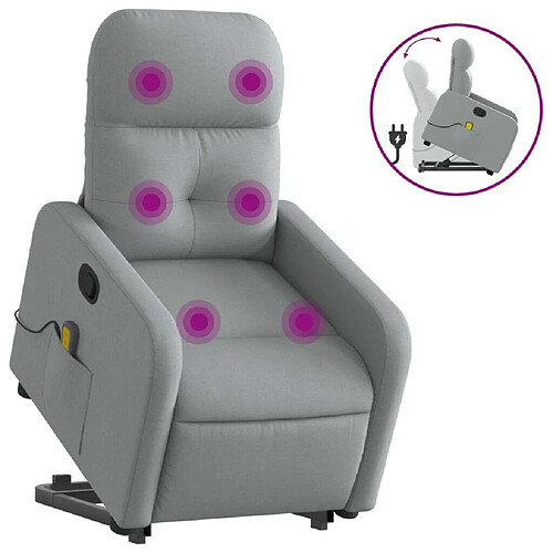 Maison Chic Fauteuil Relax pour salon, Fauteuil de massage inclinable Gris clair Tissu -GKD30552