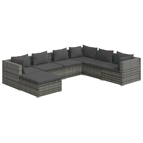 Maison Chic Salon de jardin 7 pcs + coussins - Mobilier/Meubles de jardin - Table et chaises d'extérieur Résine tressée Gris -MN23174