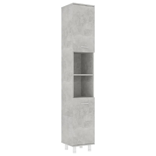 Maison Chic Armoire de salle de bain,Meuble de rangement,Meuble haut Gris béton 30x30x179 cm Aggloméré -GKD271537