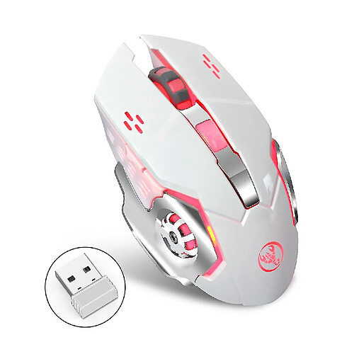 Universal M70 2,4 GHz 2400dpi sans fil de jeu rechargeable souris ergonomique de souris optique blanche