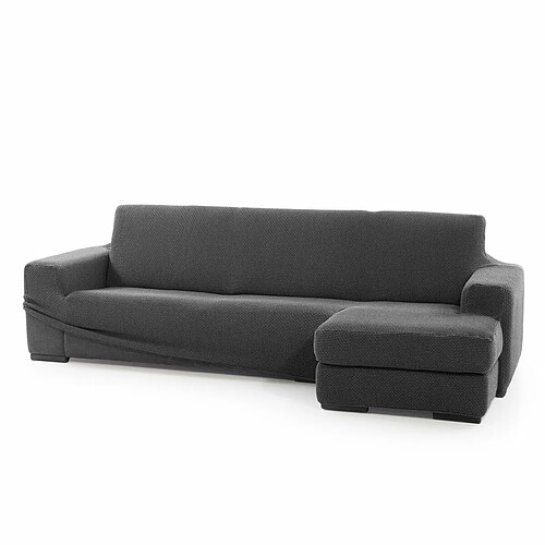 Chaise longue avec bras droit court Sofaskins NIAGARA 210 - 340 cm - Gris foncé