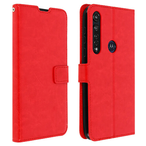 Avizar Housse Motorola Moto G8 Plus Porte-carte Fonction Support Vintage rouge