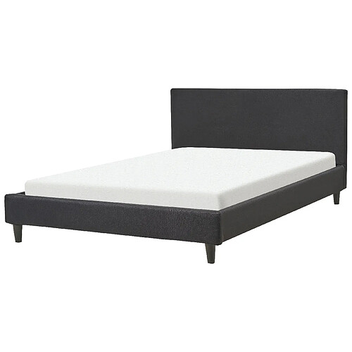 Beliani Lit double en tissu noir 140 x 200 cm FITOU