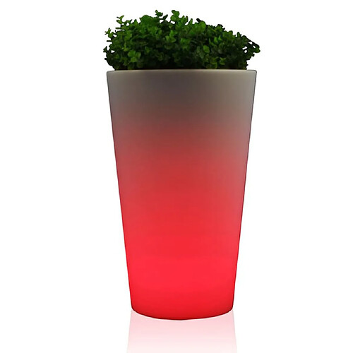 Eurotrail Lampe/pot de fleurs rond rechargeable à LED 38 cm