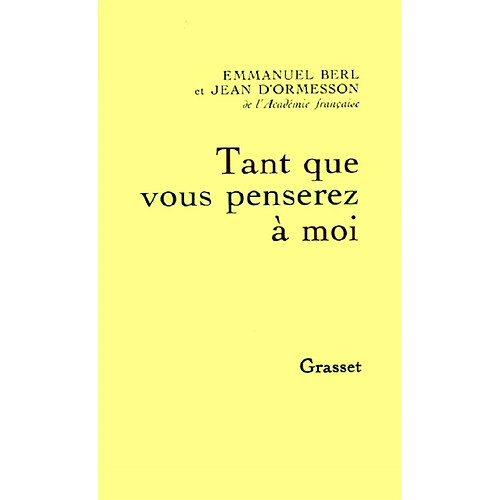 Tant que vous penserez à moi · Occasion