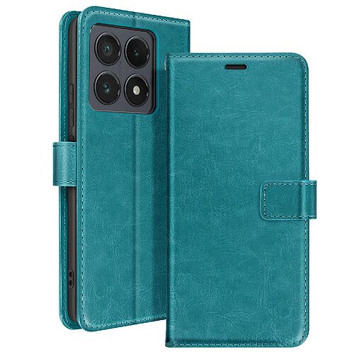 Mayaxess Étui pour Xiaomi 14T Pro Portefeuille avec Dragonne Turquoise