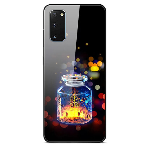 Coque en TPU hybride de verre d'impression de modèle bouteille de souhaits pour votre Samsung Galaxy S20