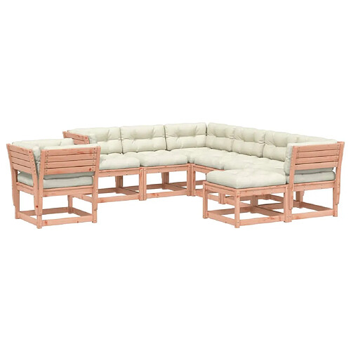 Maison Chic Salon de jardin 8 pcs avec coussins | Ensemble de Table et chaises | Mobilier d'Extérieur bois massif douglas -GKD65069