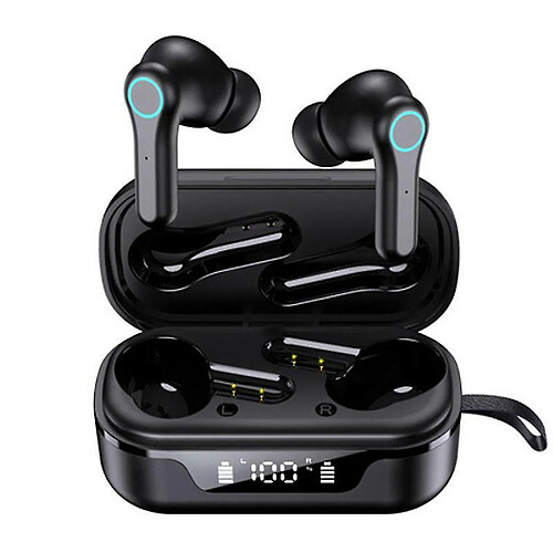 Chrono Écouteurs sans fil, écouteurs sans fil Bluetooth 5.1 Écouteurs intra-auriculaires HiFi stéréo Bluetooth Écouteurs antibruit avec micro IPX7 Écouteurs doubles/mono étanches avec étui de chargement pour le sport(noir)