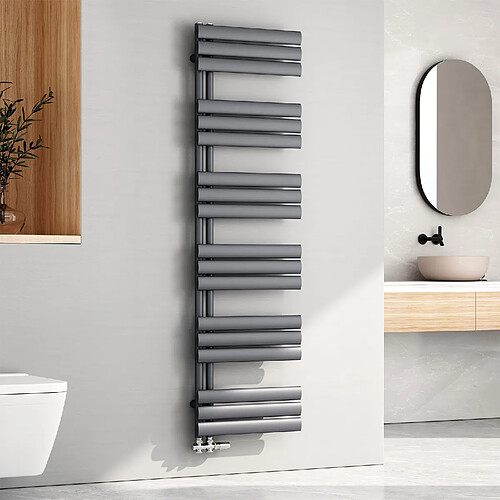 EMKE Radiateur Panneau, Sèche-serviette eau Chaude, Porte-Serviettes Pour Le Chauffage de la Salle de Bain, Chauffe Serviettes à Température Constante, 170x50cm, 719W, Anthracite