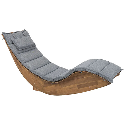 Beliani Chaise longue avec coussin Bois Gris BRESCIA