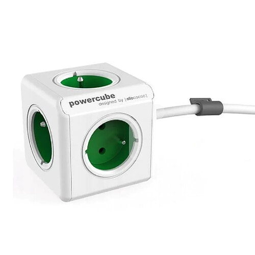 Allocacoc PowerCube Extended Vert FR, 5X prise et distributeur, 230V, blanc vert