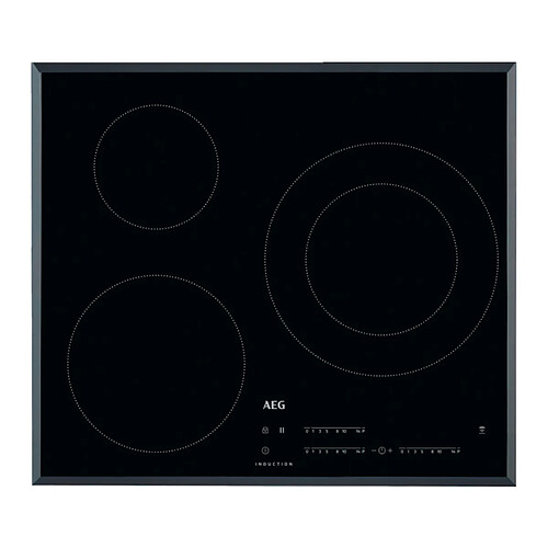 AEG IKB63402FB Table de Cuisson 7350W 3 Foyers Électronique Induction Encastré Verre Trempé Noir