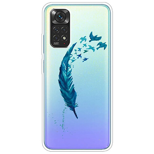 Coque en TPU anti-rayures plume bleue pour votre Xiaomi Redmi Note 11S 4G/Redmi Note 11 4G (Qualcomm)