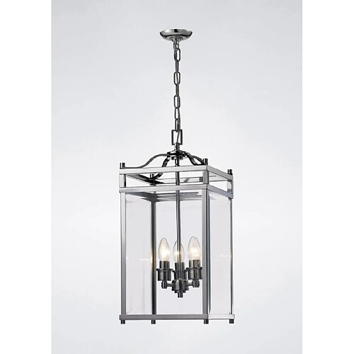 Luminaire Center Suspension Aston 3 Ampoules chrome poli/verre