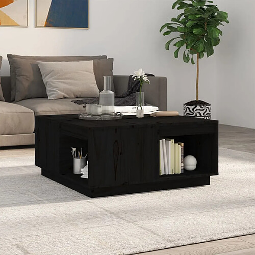 vidaXL Table basse Noir 80x81x36,5 cm Bois massif de pin