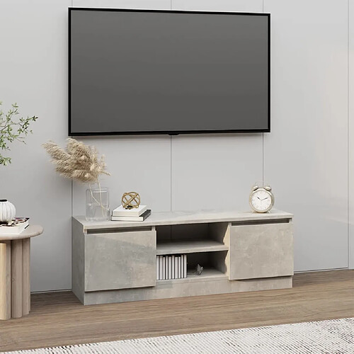 vidaXL Meuble TV avec porte Gris béton 102x30x36 cm