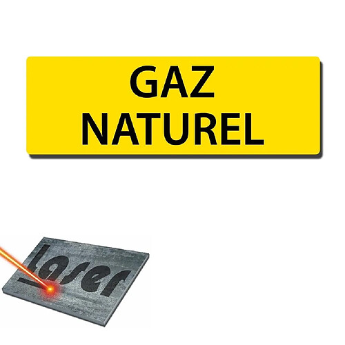 Mygoodprice Plaque gravée autocollante 30x10 cm ""Gaz naturel"" fond jaune