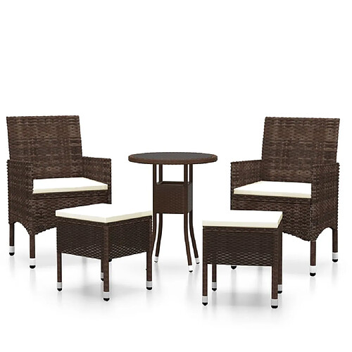 Maison Chic Salon de jardin 5 pcs | Ensemble de Table et chaises | Mobilier d'Extérieur Résine tressée Marron -GKD74550