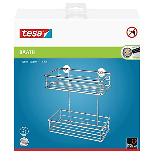 tesa® Baath Étagère 2 paniers, métal chromé, technologie sans percer