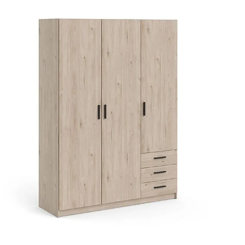 Cstore Armoire VEGA - Décor Gris anthracite - 3 portes + 3 tiroirs - L 147 x P 49,6 x H 200,4 cm