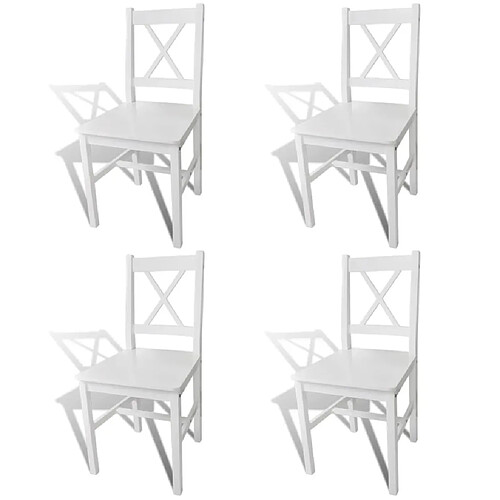 Maison Chic Lot de 4 Chaises à manger,Chaise pour cuisine blanc bois de pin -MN18778