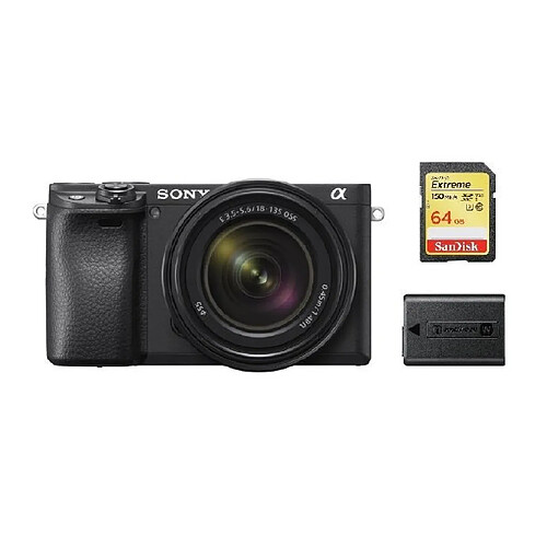 SONY A6400 Black KIT SEL 18-135MM F3.5-5.6 OSS Black + 64GB SD card + NP-FW50 Battery