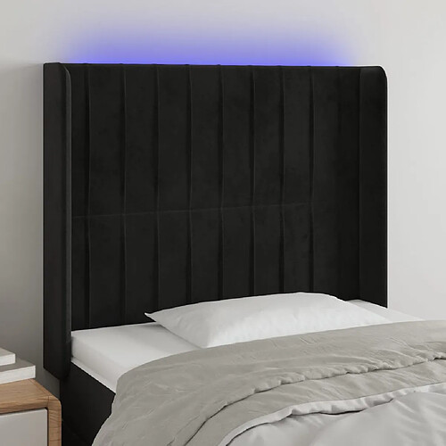 vidaXL Tête de lit à LED Noir 103x16x118/128 cm Velours