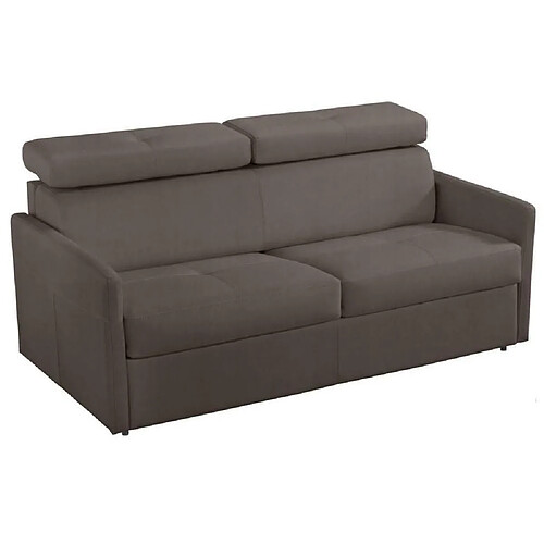 Inside 75 Canapé convertible 3 places PARIS en microfibre marron couchage 140cm express matelas 16 cm