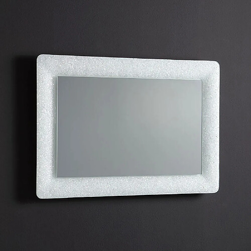 Kiamami Valentina MIROIR BLANC ENCADRÉ EN VERRE FUSIONNÉ AVEC GRIT ET LED 90X62